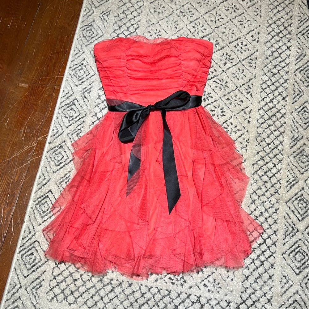 Pinky Orange Strapless Dress